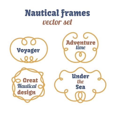 Nautische Frames gesetzt. Seile wirbeln. Dekorative Vektorknoten. vektor