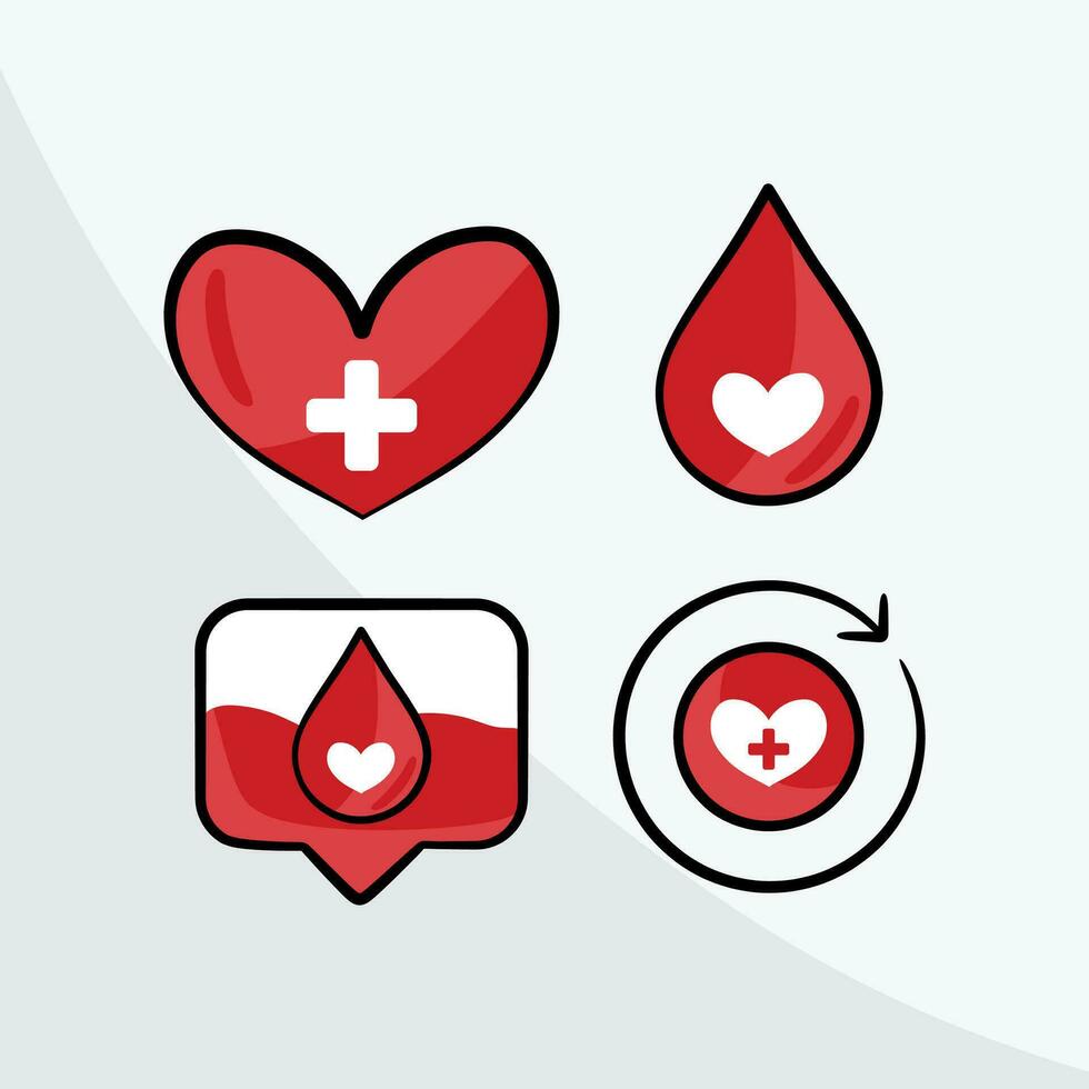ein einstellen von Blut und Herz Symbole - - Blut Spende Kampagne - - doacao de sangue vektor