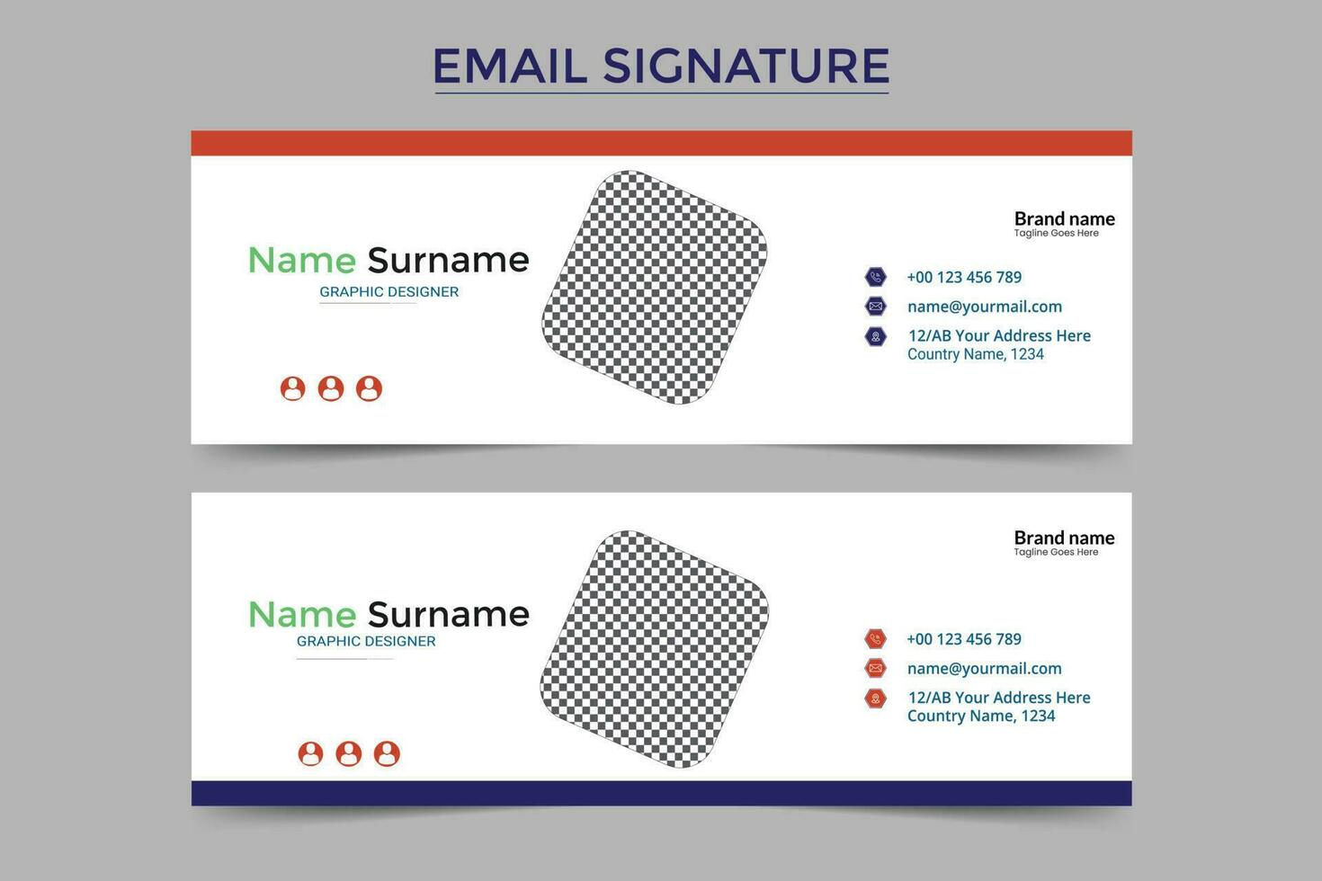 Email Unterschrift Vektor Vorlagen. mit ein modisch Email Unterschrift, modern Fachmann genial einzigartig korporativ Email Unterschrift