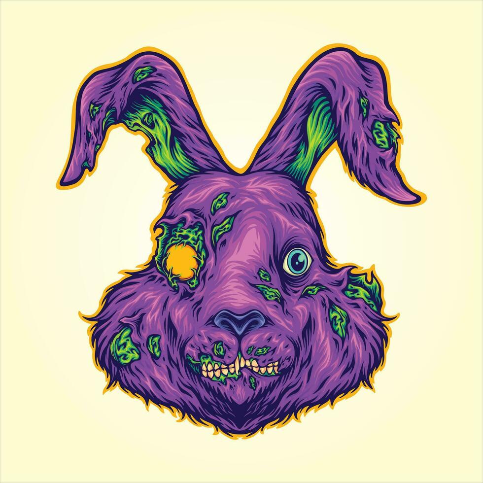 mardröm skrämmande kanin zombie monster vektor illustrationer för din arbete logotyp, handelsvaror t-shirt, klistermärken och märka mönster, affisch, hälsning kort reklam företag företag
