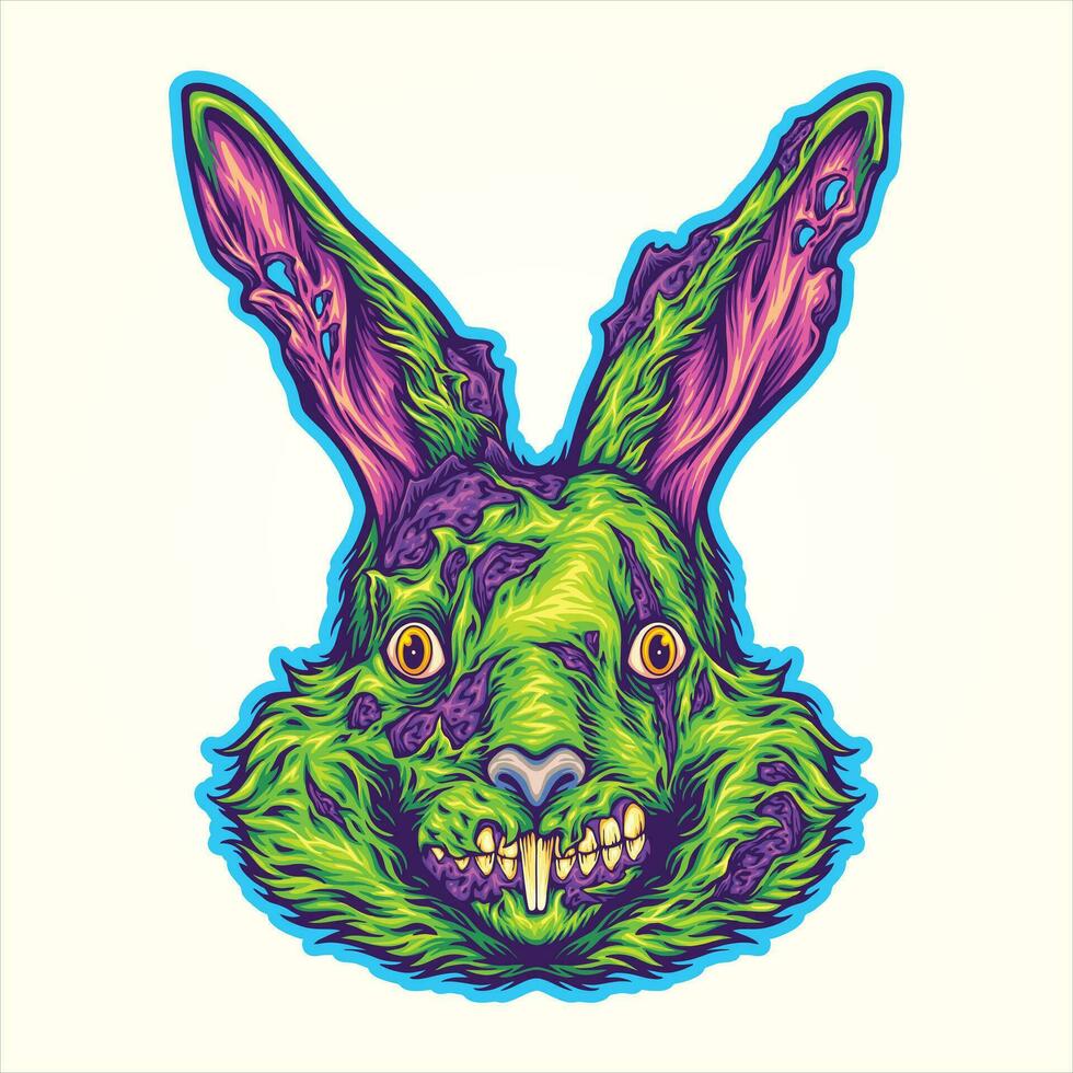 Hase gespenstisch Zombie Monster- Vektor Abbildungen zum Ihre Arbeit Logo, Fan-Shop T-Shirt, Aufkleber und Etikette Entwürfe, Poster, Gruß Karten Werbung Geschäft Unternehmen oder Marken.