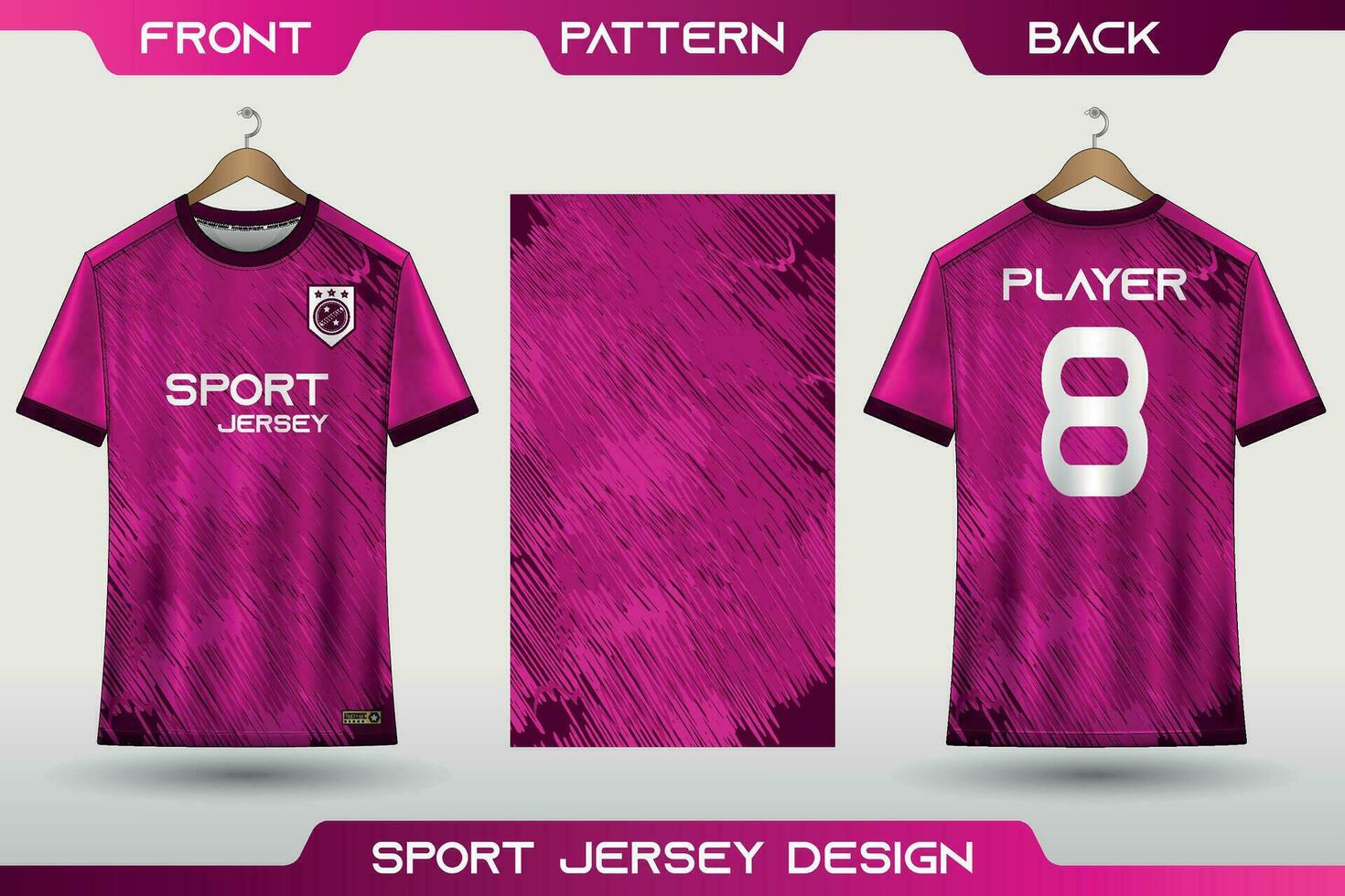 sporter jersey design. t-shirt fotboll jersey för fotboll, tävlings, spel, cykling. tyg med främre se och tillbaka se vektor