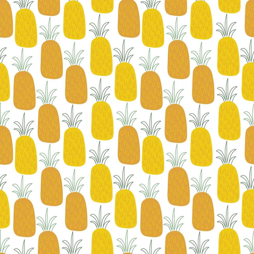 Gelb und Orange Ananas. abstrakt eben Karikatur Hintergrund. nahtlos Muster vektor