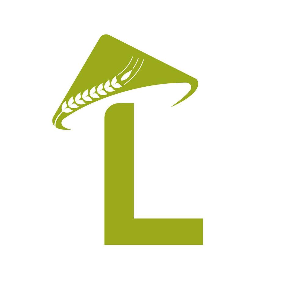 Brief l Landwirtschaft Logo auf Konzept mit Farmer Hut Symbol. Landwirtschaft Logo Vorlage vektor