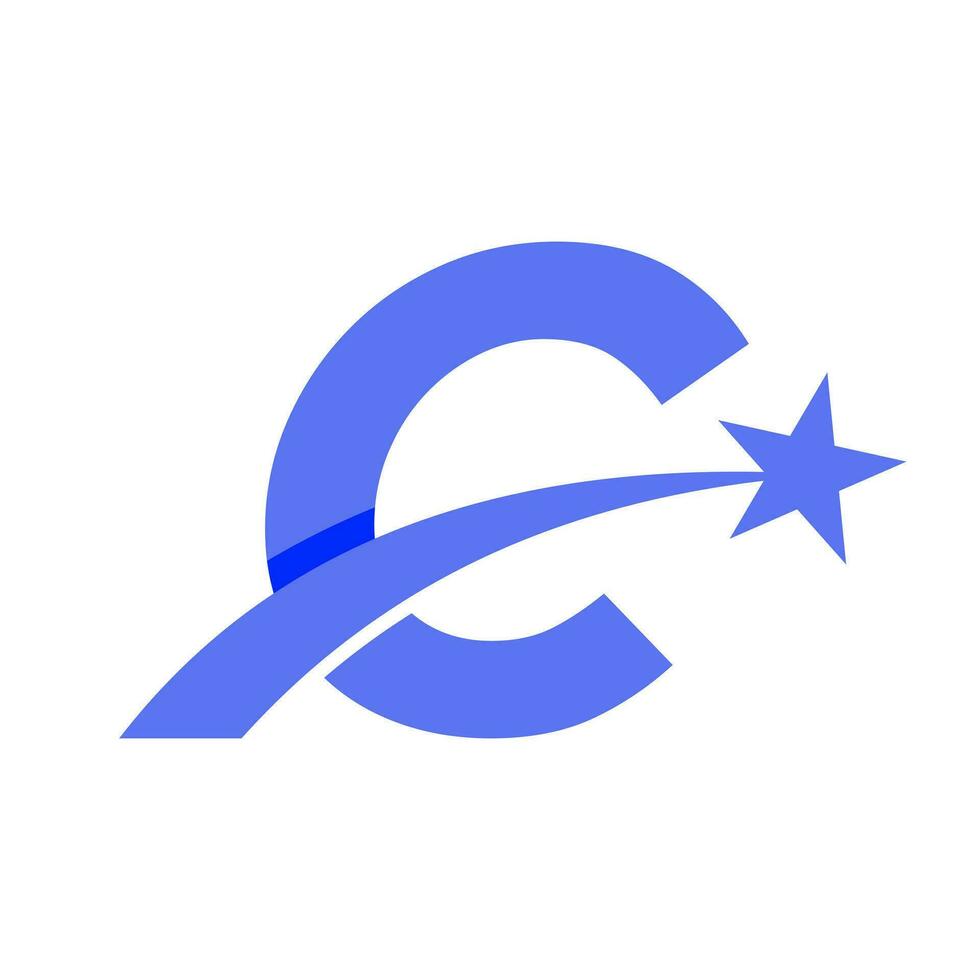 Star Logo auf Brief c ziehen um Star Symbol Vektor Vorlage