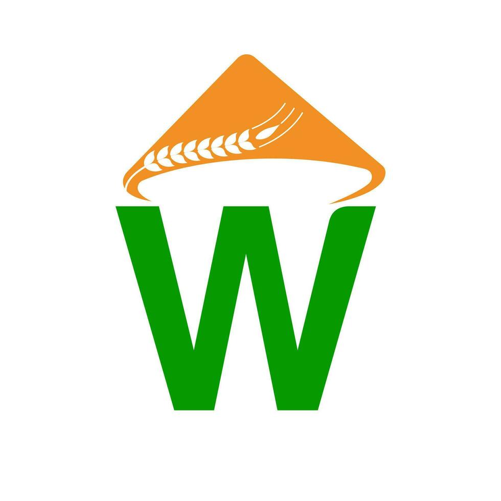 Brief w Landwirtschaft Logo auf Konzept mit Farmer Hut Symbol. Landwirtschaft Logo Vorlage vektor