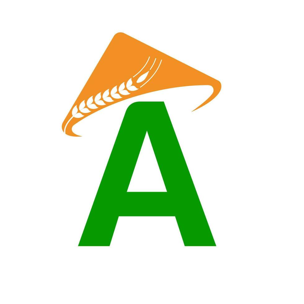 Brief ein Landwirtschaft Logo auf Konzept mit Farmer Hut Symbol. Landwirtschaft Logo Vorlage vektor