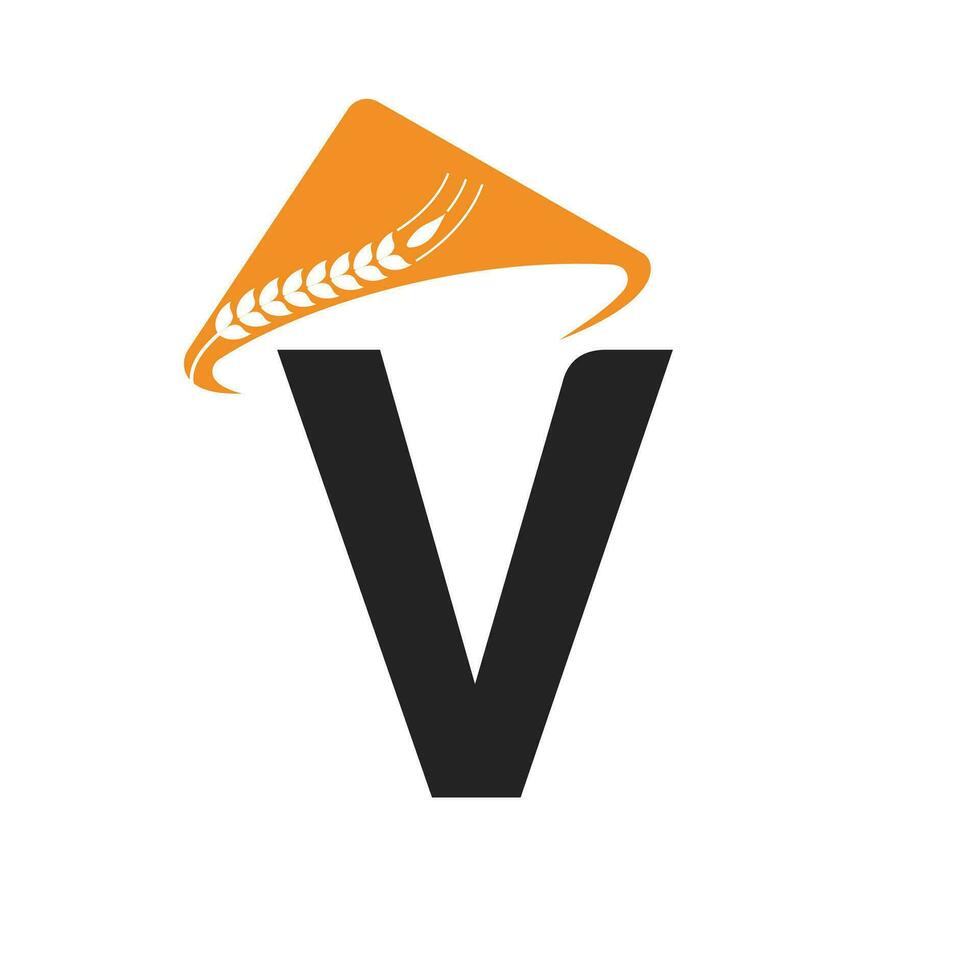 Brief v Landwirtschaft Logo auf Konzept mit Farmer Hut Symbol. Landwirtschaft Logo Vorlage vektor