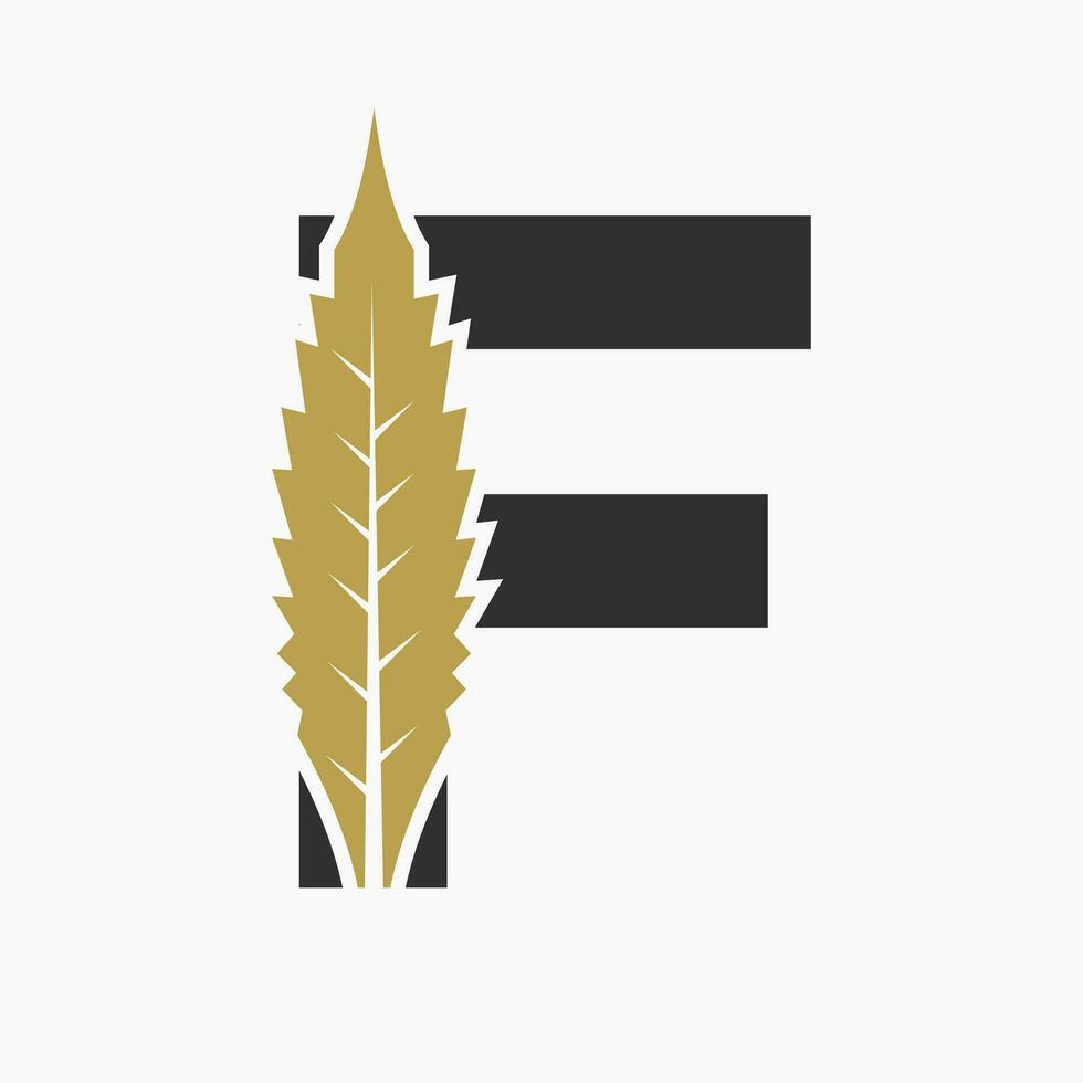 brev f cannabis logotyp begrepp med marijuana blad ikon vektor