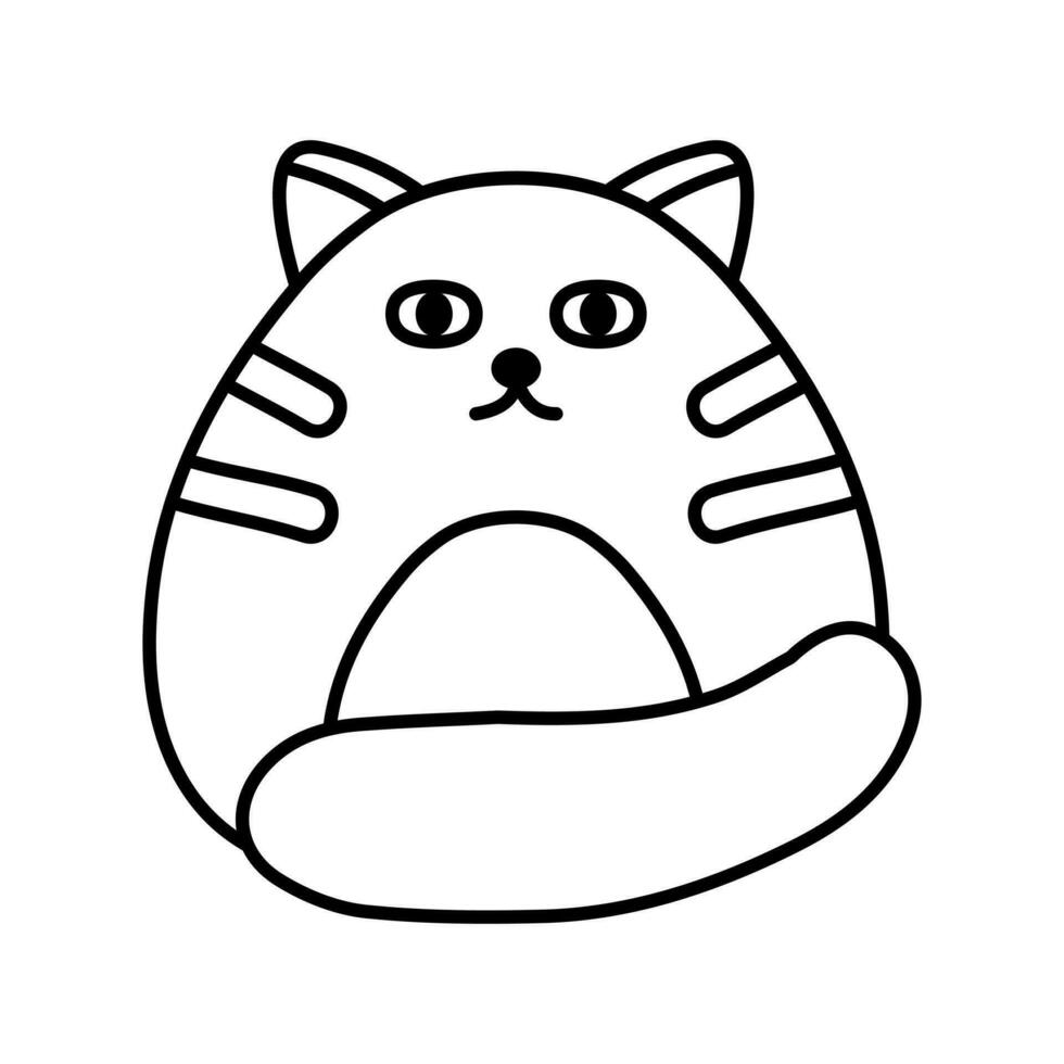 süß Katze mit Streifen isoliert auf Weiß Hintergrund. komisch Fett Katze lächelnd vektor