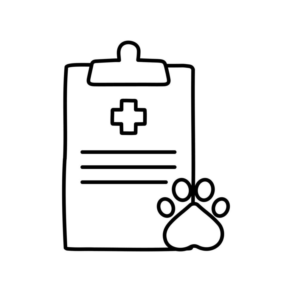 dokumentera för sällskapsdjur. hund eller katt Tass skriva ut. medicinsk certifikat för resa med hund eller katt logotyp design. vektor
