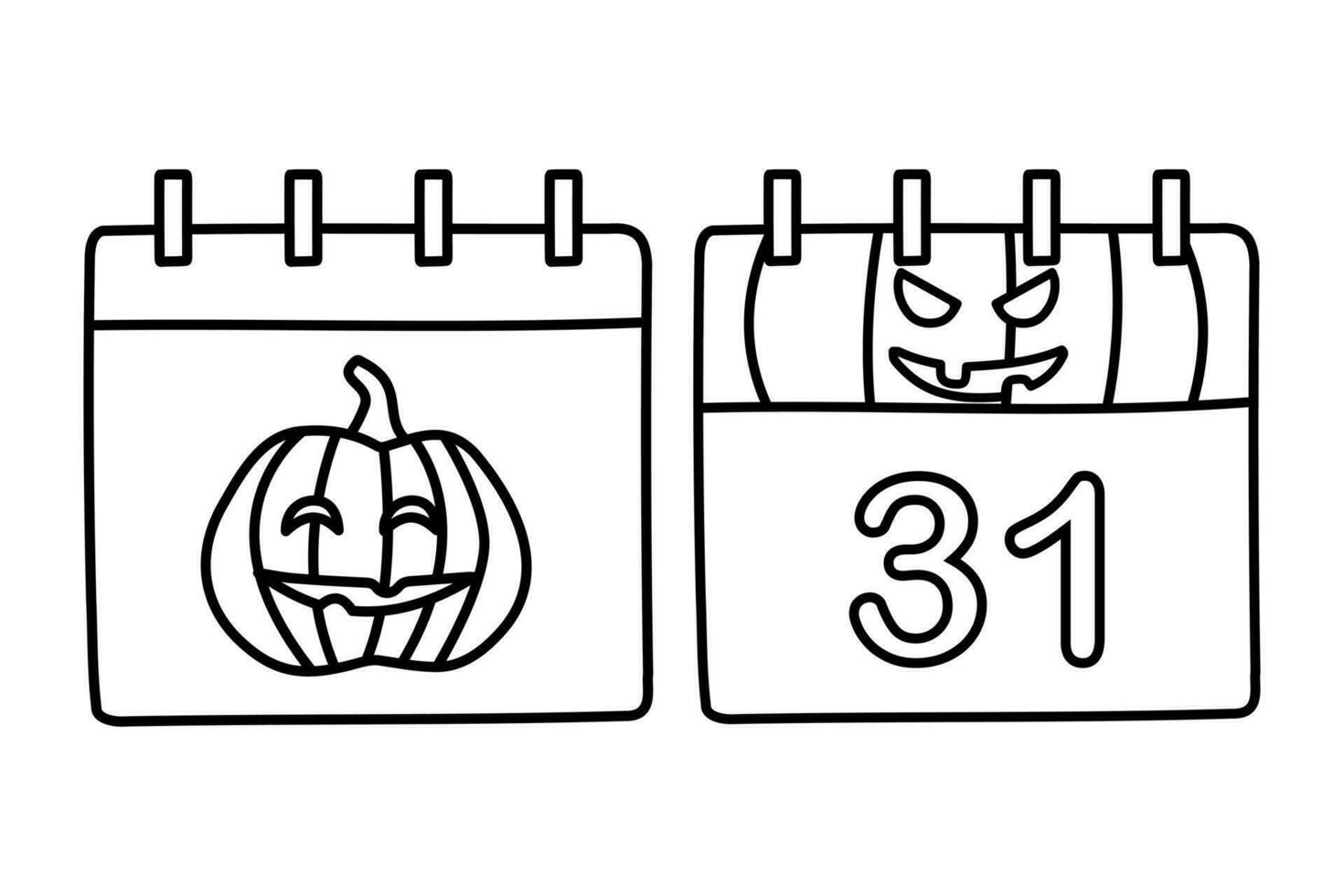 Gekritzel Symbol Kalender 31st Oktober isoliert auf Weiß Hintergrund. vektor