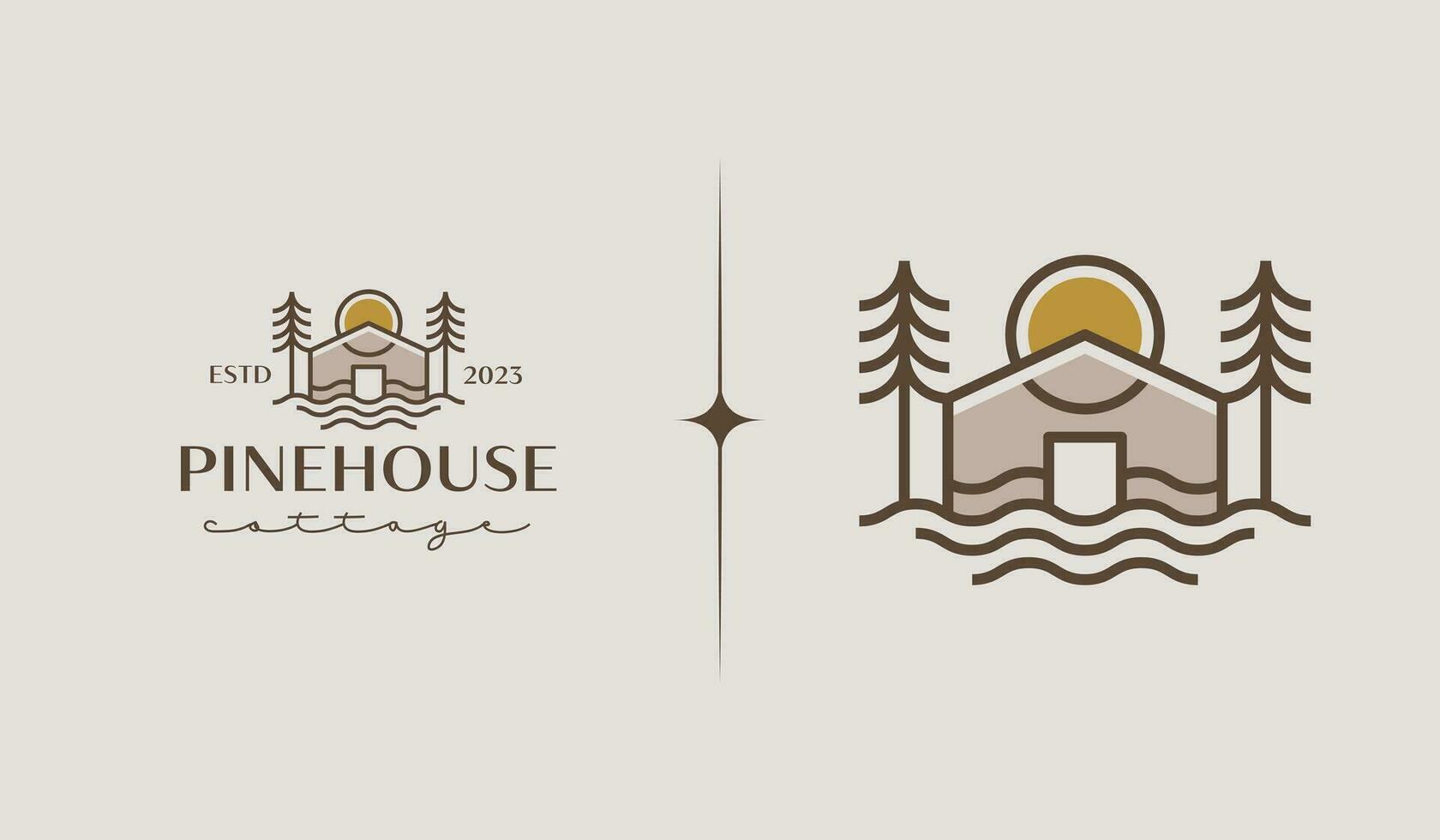 Hütte Kiefer Haus Logo Vorlage. Universal- kreativ Prämie Symbol. Vektor Illustration. kreativ minimal Design Vorlage. Symbol zum korporativ Geschäft Identität