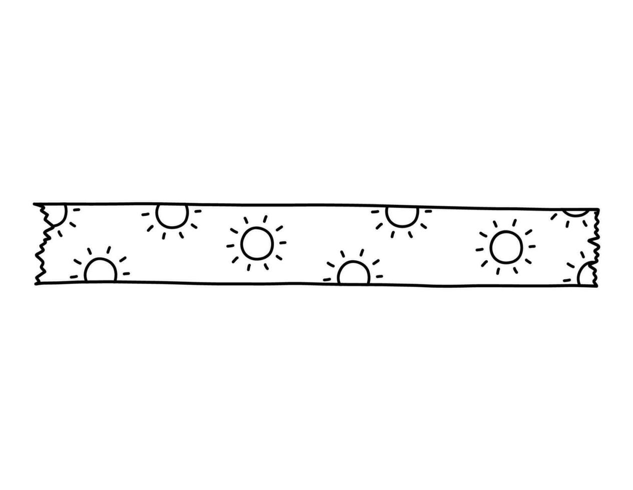 Washi-Tape-Streifen mit niedlichem Design isoliert auf weißem Hintergrund. Scotch-Papier-Aufkleber. handgezeichnete Vektorgrafik im Doodle-Stil. perfekt für karten, dekorationen, logo. vektor