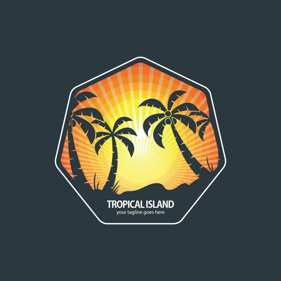 tropisk ö logotyp vektor
