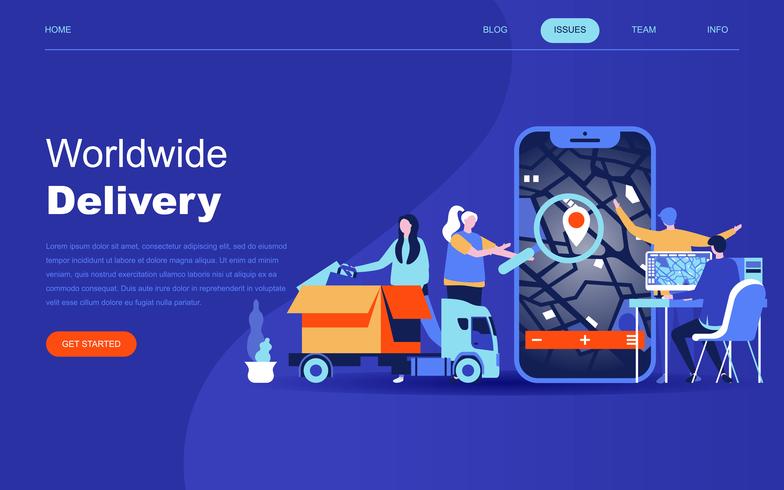 Modernt plattdesign koncept för Worldwide Delivery vektor