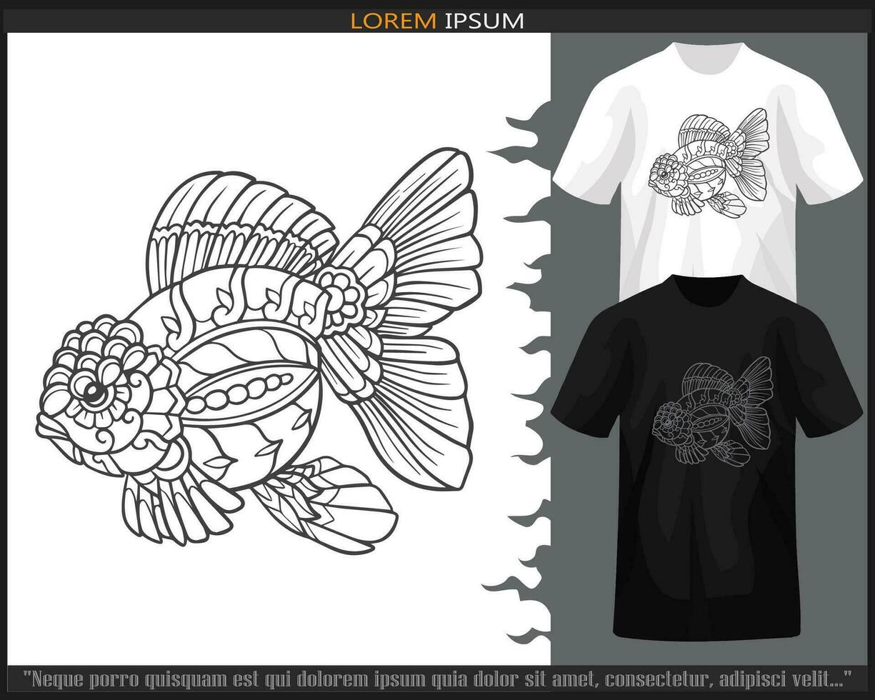 Goldfisch Mandala Kunst isoliert auf schwarz und Weiß t Shirt. vektor
