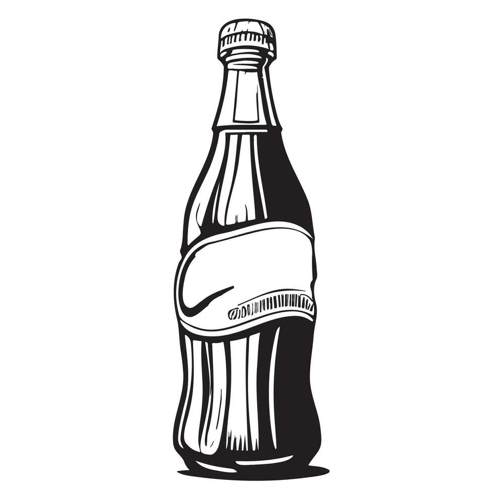 soda flaska hand dragen skiss illustration snabb mat vektor