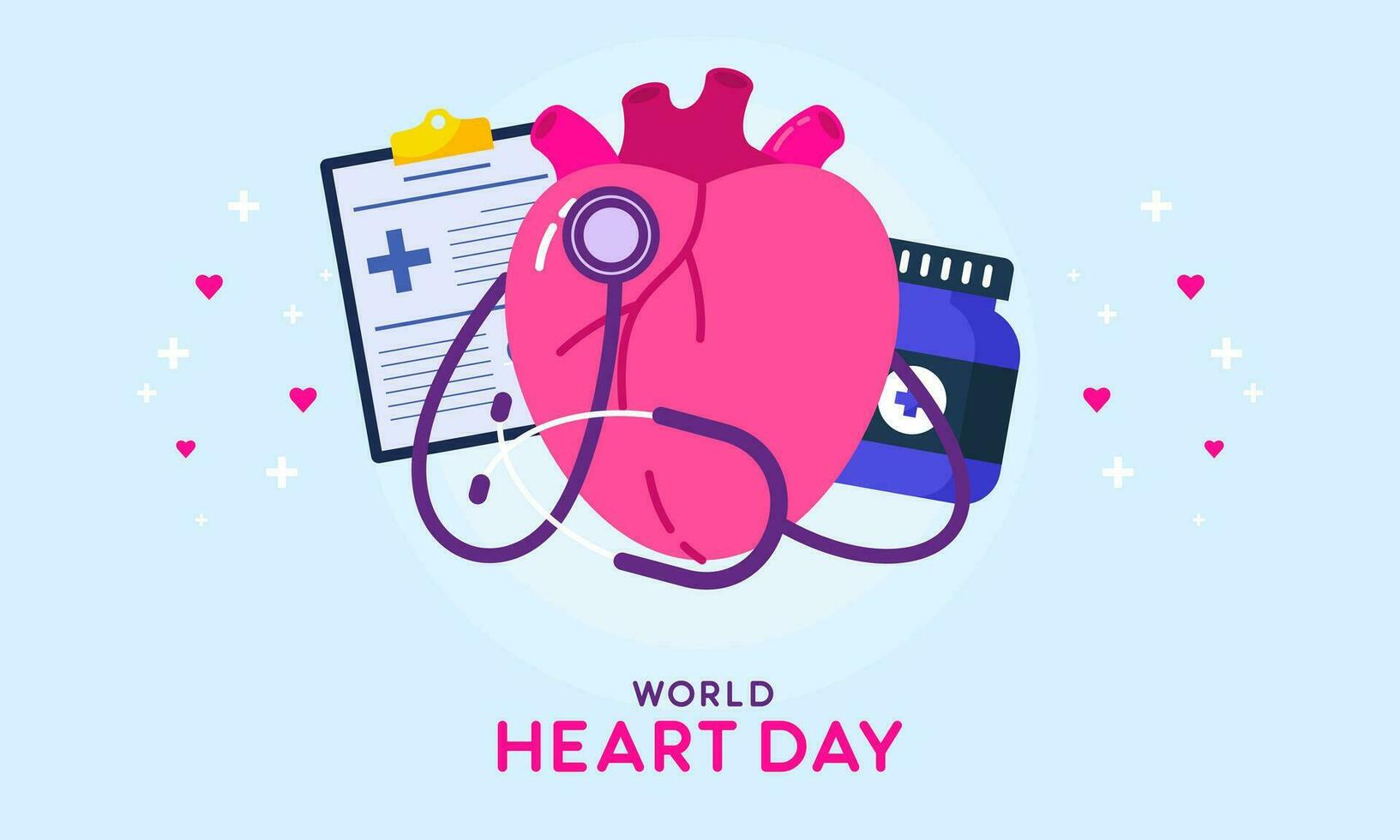 feiern jährlich Bewusstsein von Welt Herz Tag Vektor Illustration