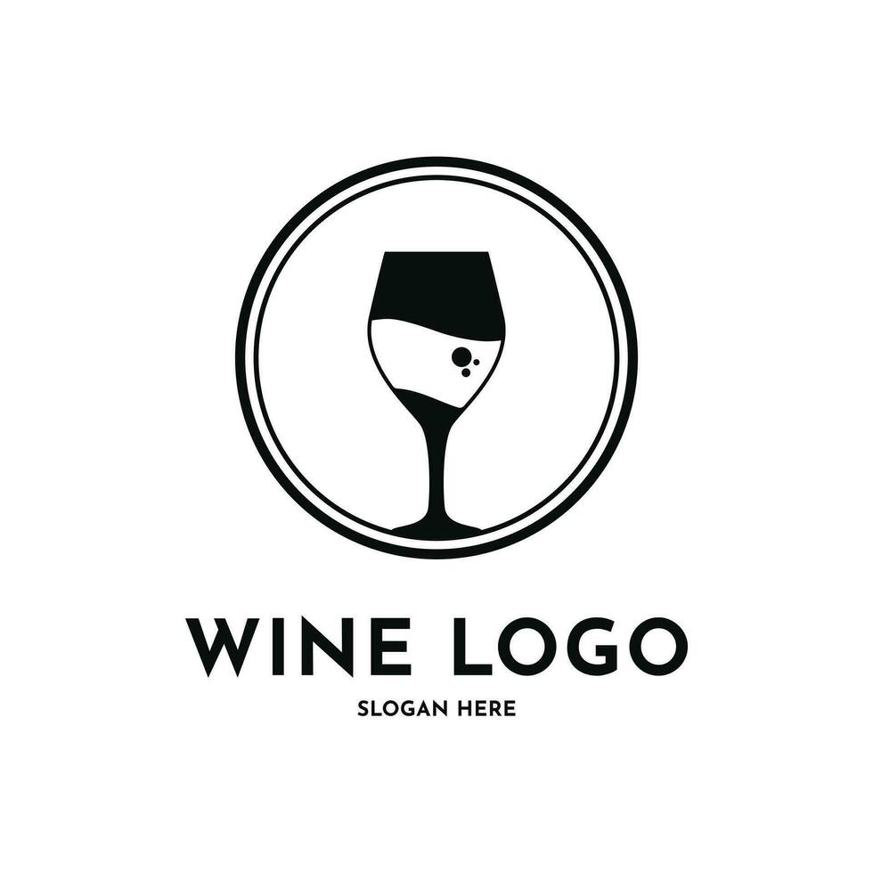 Wein trinken Glas Logo Design kreativ Idee mit Kreis vektor