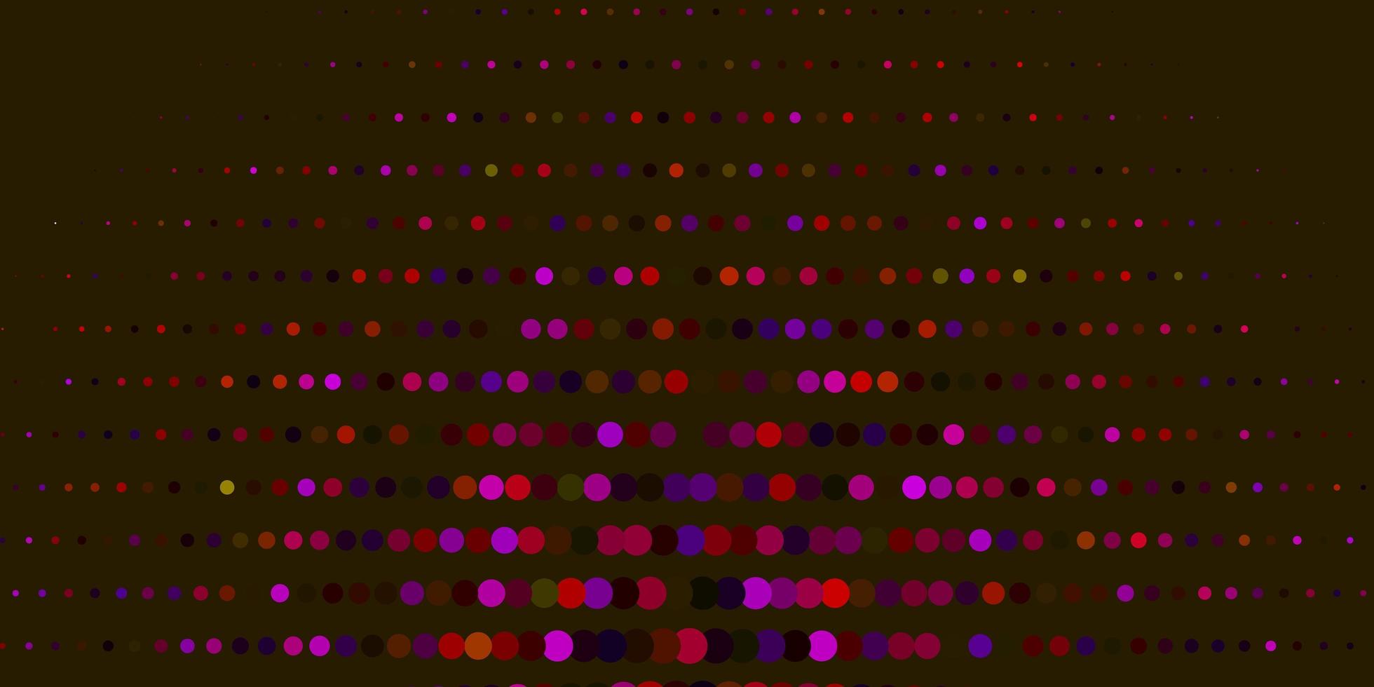 dunkelrosa, gelbes Vektormuster mit Kugeln. farbenfrohe Illustration mit Farbverlaufspunkten im Naturstil. Muster für Tapeten, Vorhänge. vektor