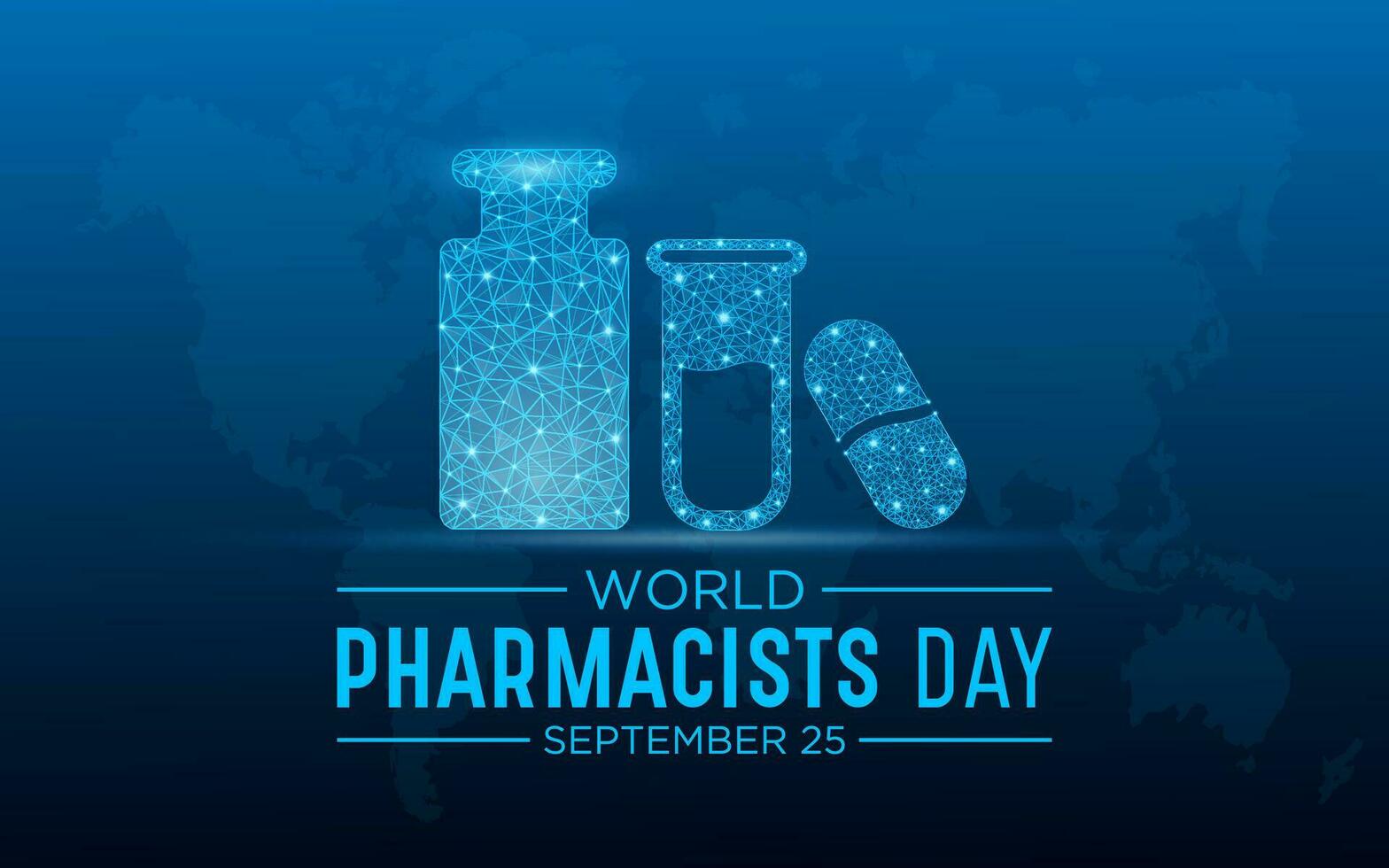 värld apotekare dag på september 25 är en firande av varje apotekare, farmaceutisk forskare. låg poly stil design. geometrisk bakgrund. isolerat vektor illustration.