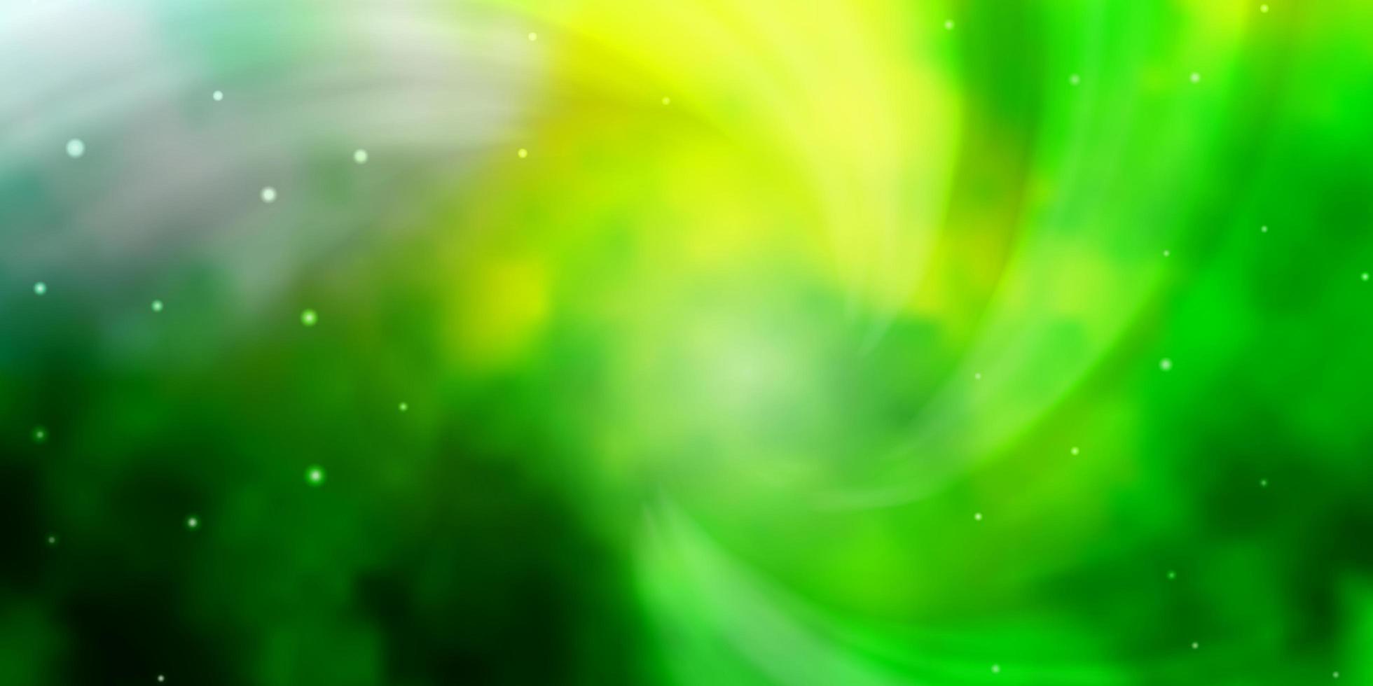 ljusgrön, gul vektorbakgrund med små och stora stjärnor. lysande färgglad illustration med små och stora stjärnor. tema för mobiltelefoner. vektor