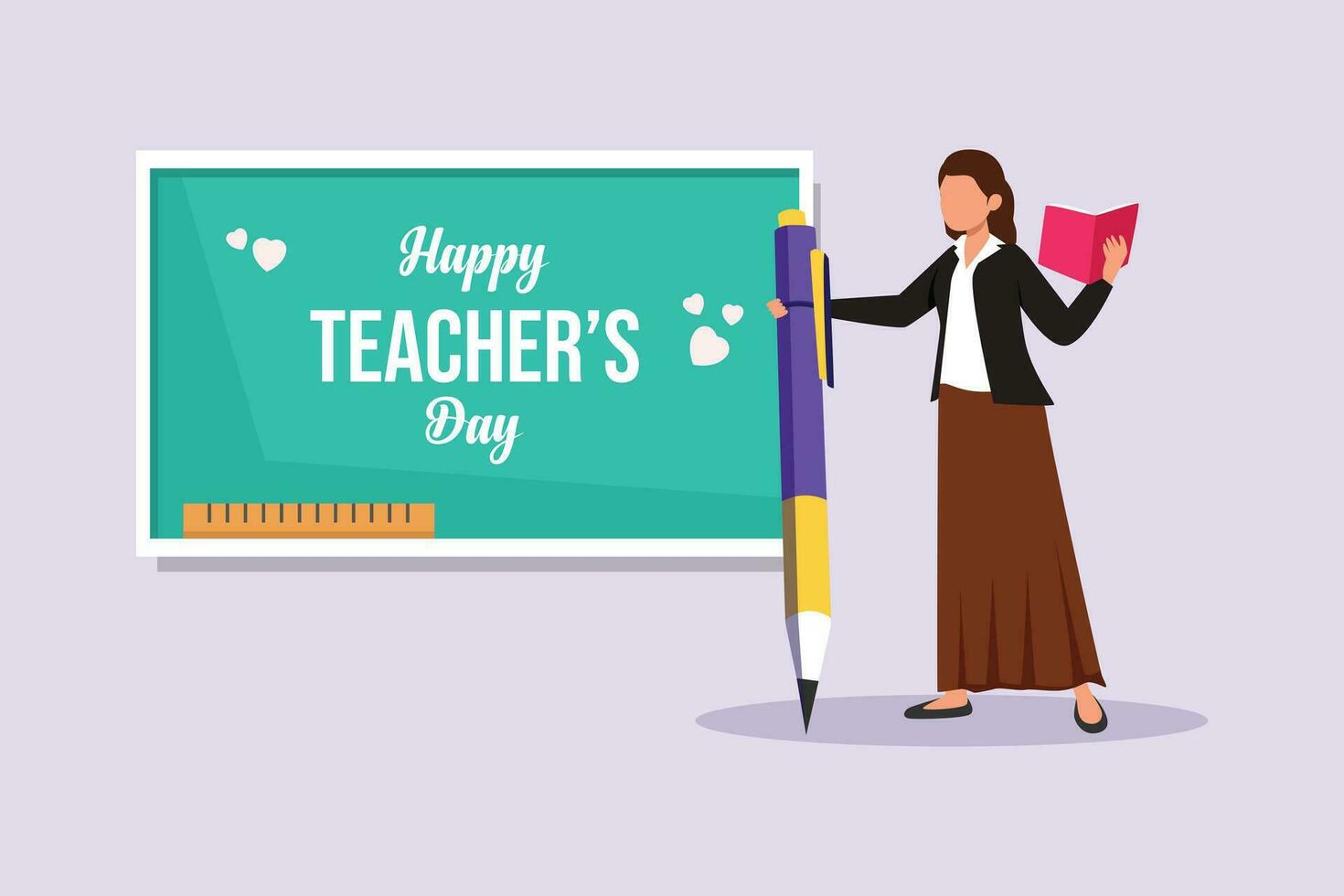 Happy Teacher's Day Vektorgrafiken für Glückwunschkarten, Banner und Flyer. konzept zum internationalen lehrertag. Vektor-Illustration. vektor