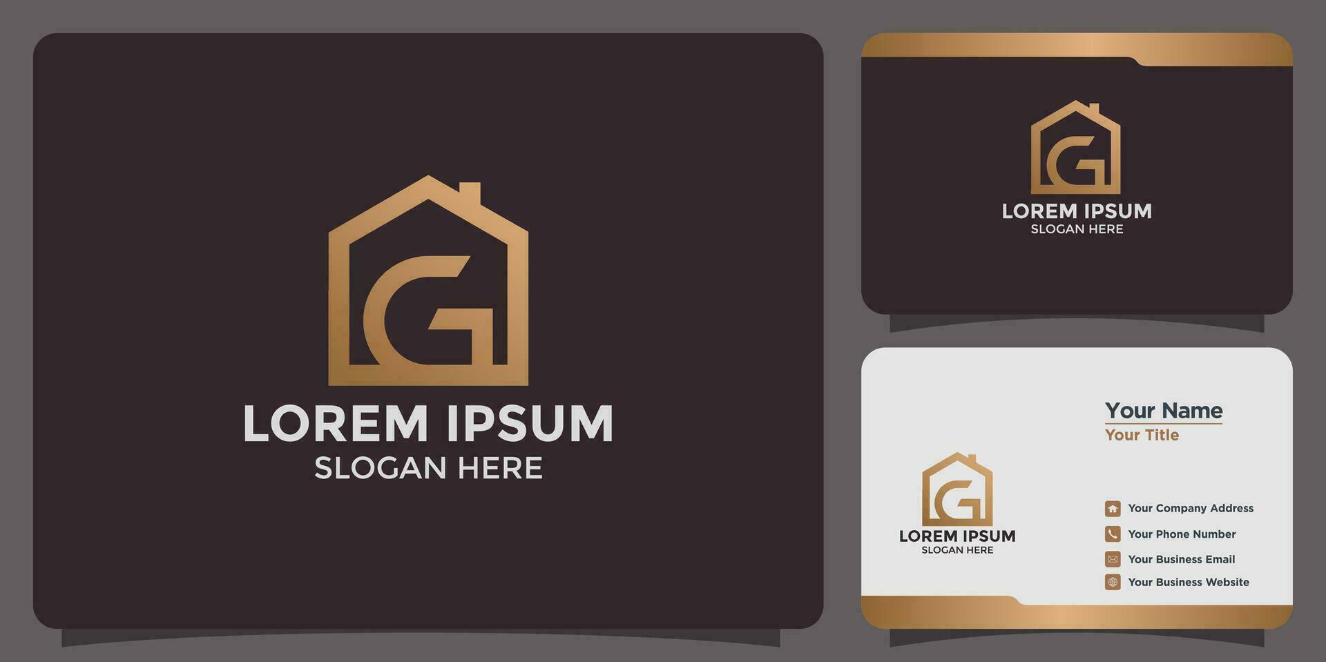 hus design logotyp kombination av de brev g och en företag kort vektor