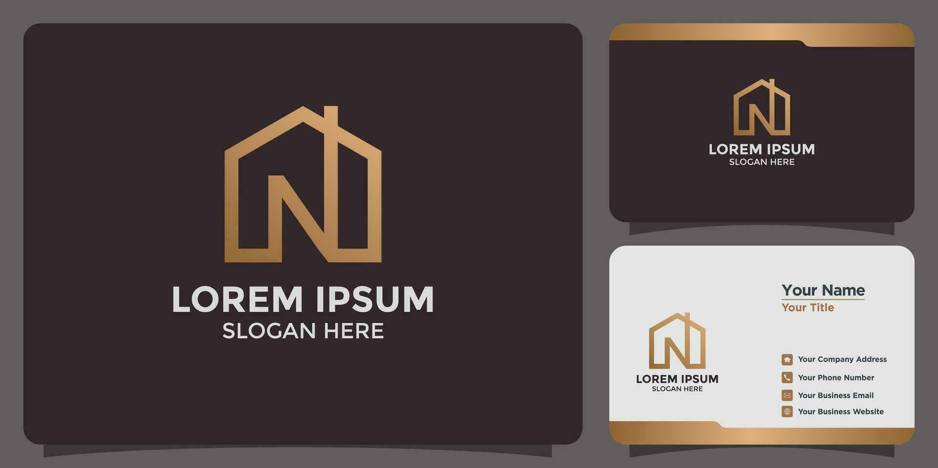 hus design logotyp kombination av de brev n och en företag kort vektor