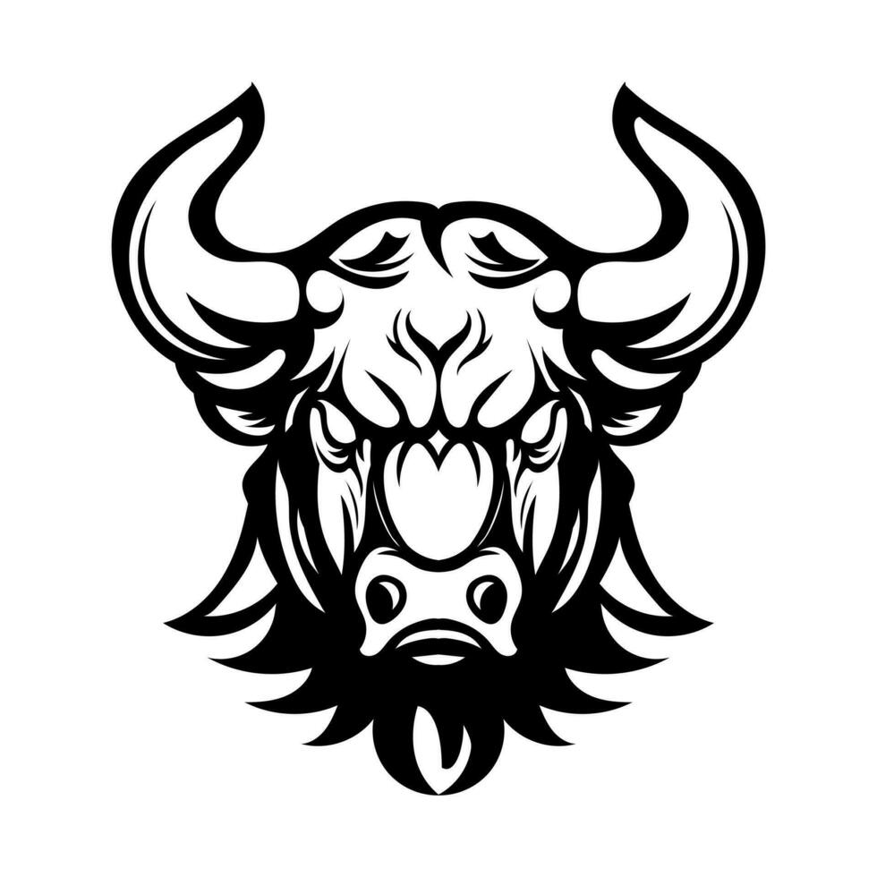 teckning konst bison huvud ikon isolerat på vit bakgrund. design element för tatueringar, affisch, t-shirt, emblem, tecken vektor