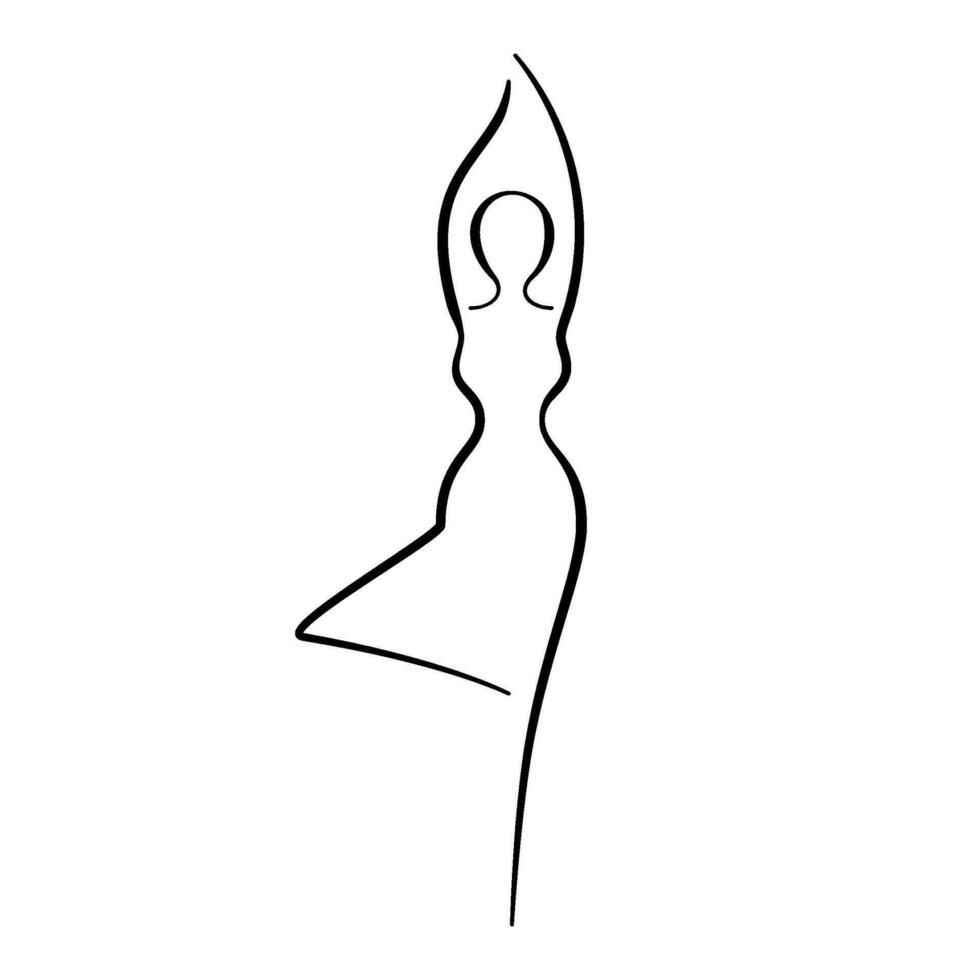 Frau Körper im Yoga, Mädchen Schönheit, Linie Kunst Symbol. weiblich Pose Gliederung Silhouette, Modell, Figur. abstrakt Zeichen von Mädchen zum Wellness Center, Sport, tanzen, Schönheit Salon, Spa. Vektor Illustration