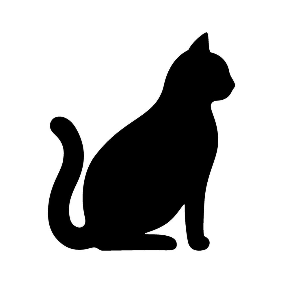 Katze sitzen schwarz Silhouette, inländisch Haustier. Profil Katze zum drucken, Karte, Aufkleber. Vektor Illustration