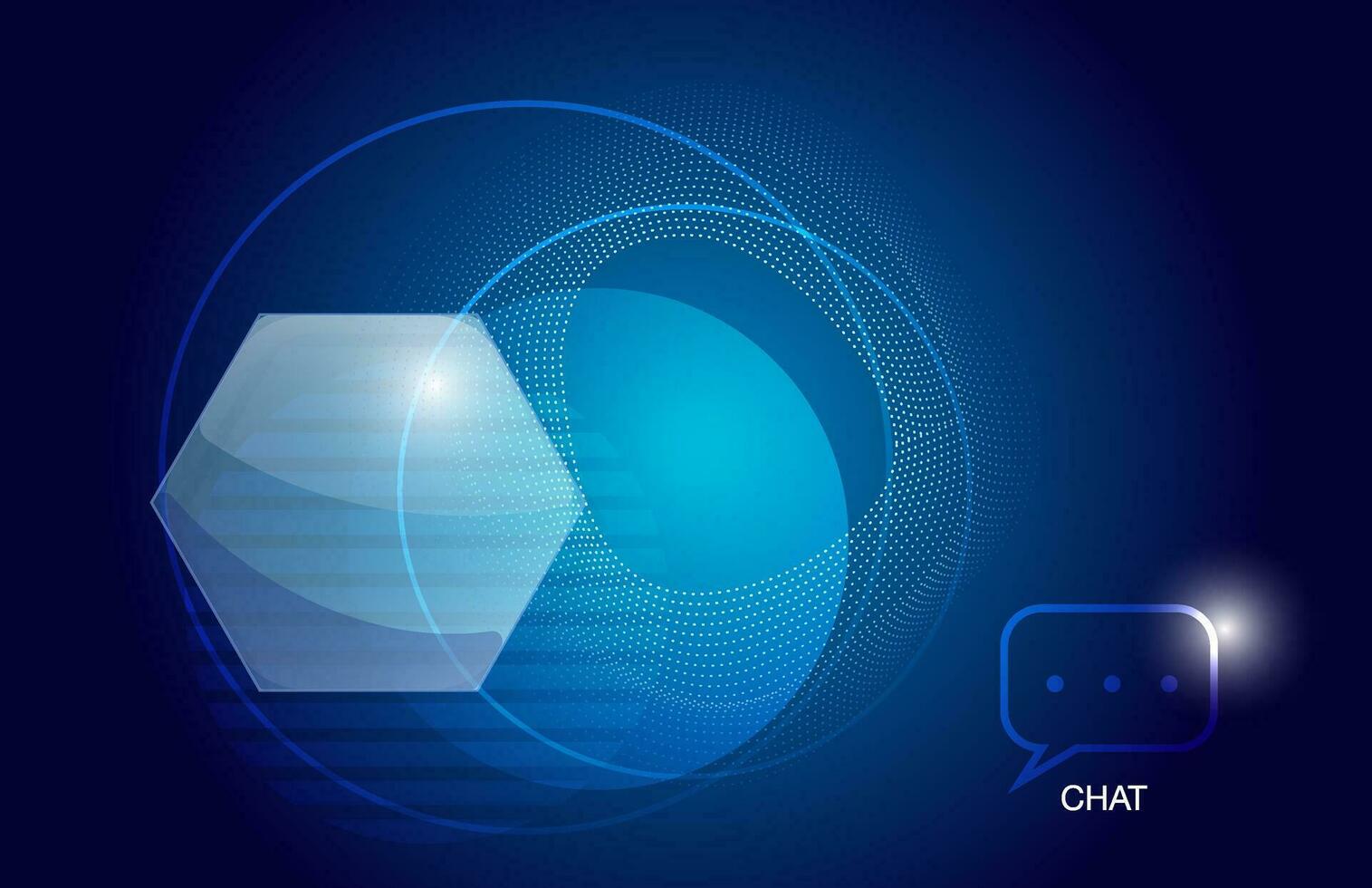 Chatbot und hud Design Kreis Punkt Hexagon auf dunkel Blau Hintergrund Erleuchtung vektor