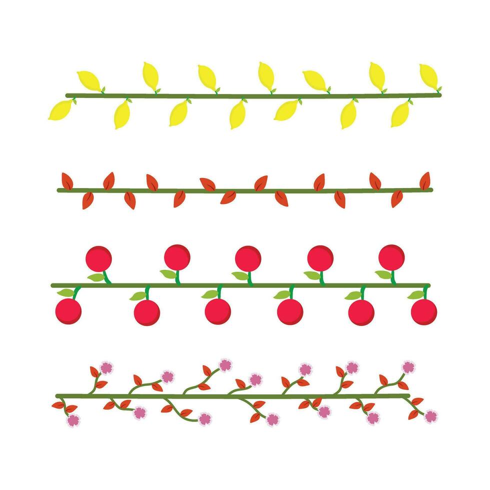 Blätter Pflanze Zweig Blume und Obst vektor