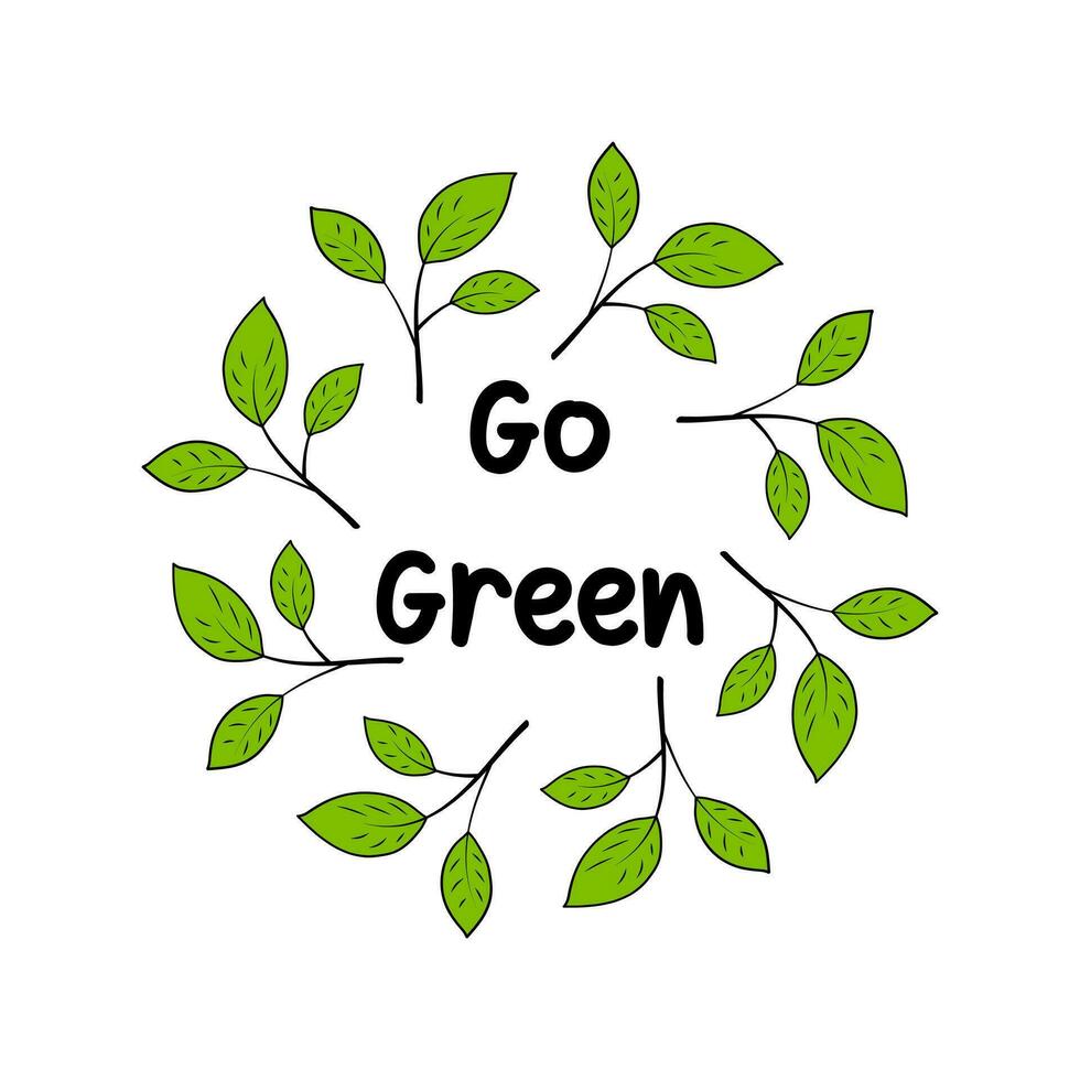 Grün Blätter im ein Kreis Symbol. Öko recyceln Symbol. gehen grün. Konzept von Ökologie, Null Abfall und Nachhaltigkeit. vektor