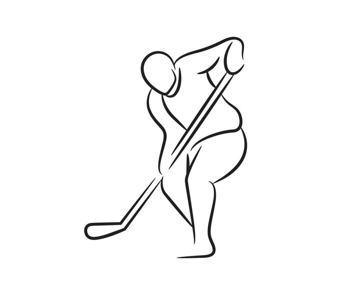 hockey spelare hand dragen linje illustration vektor