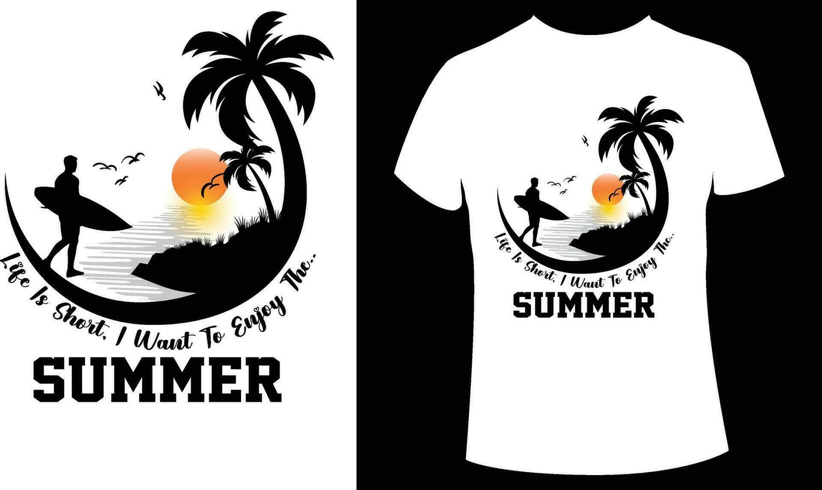 Leben ist kurz ich wollen zu genießen das Sommer- Stimmung T-Shirt Design vektor