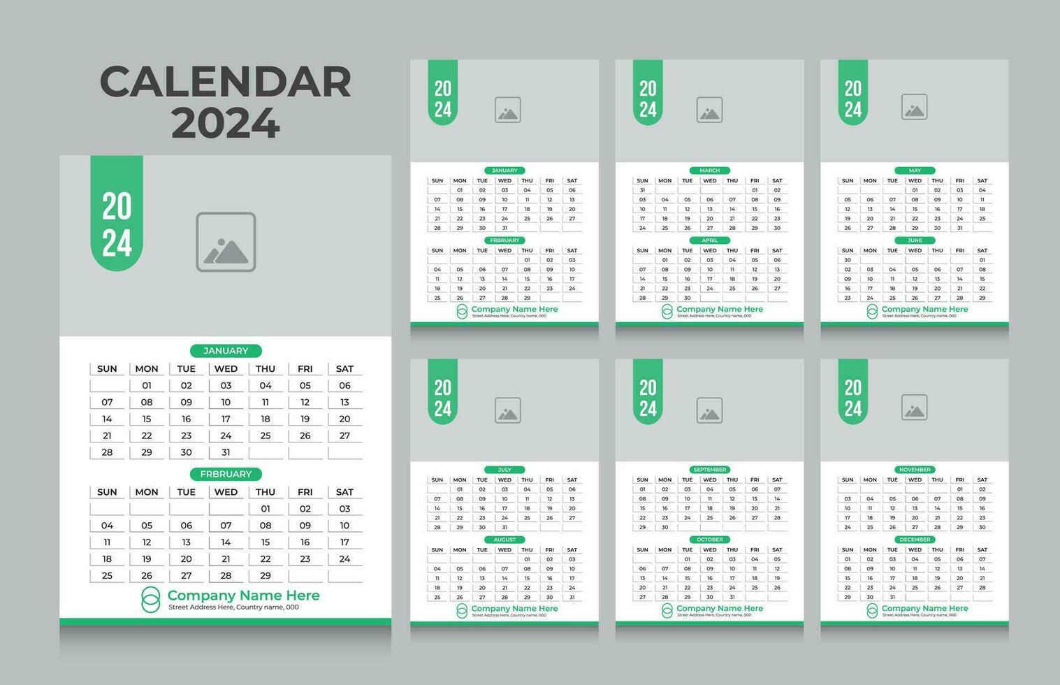 vektor vägg kalender 2024