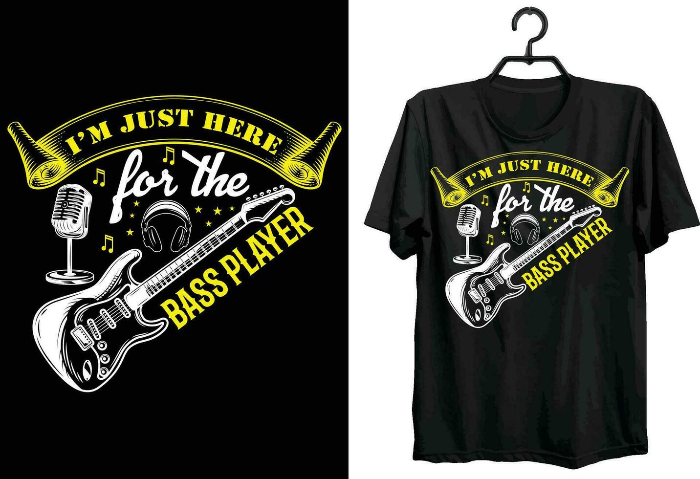 Ich bin gerade Hier zum das Bass Spieler. Bass Spieler T-Shirt Design. komisch Geschenk Artikel Bass Spieler T-Shirt Design zum Musik- Liebhaber. vektor