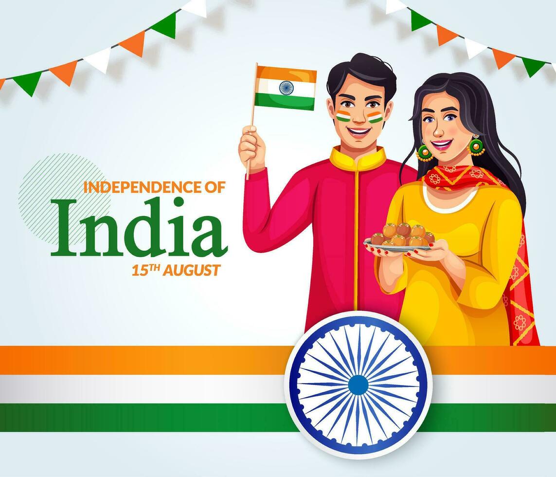 glücklich Unabhängigkeit Tag Indien Vektor Vorlage Design Illustration Design.