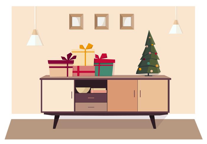 Vektor-Feiertags-Wohnzimmer-Illustration vektor