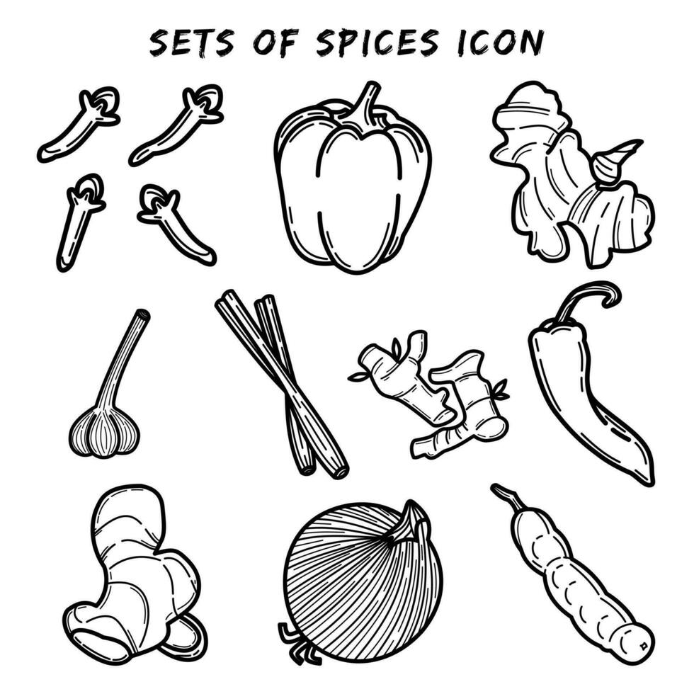 kryddor ikon vektor samling uppsättning