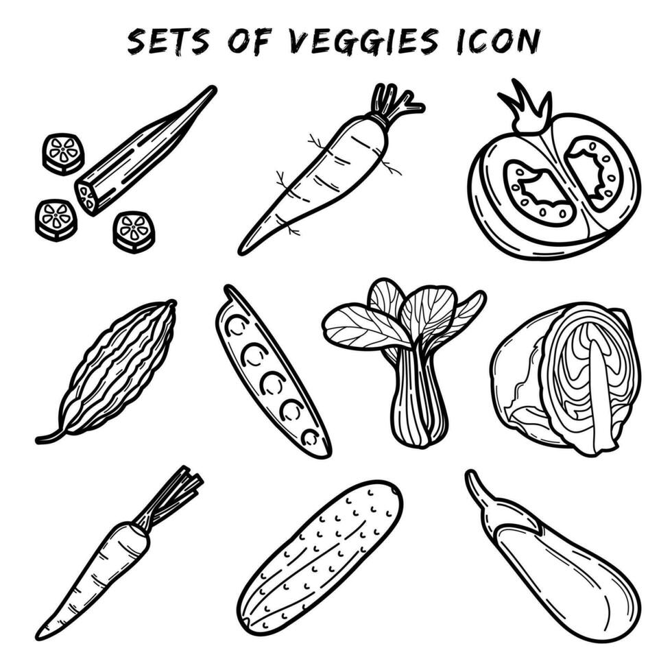 grönsaker ikon vektor samling uppsättning