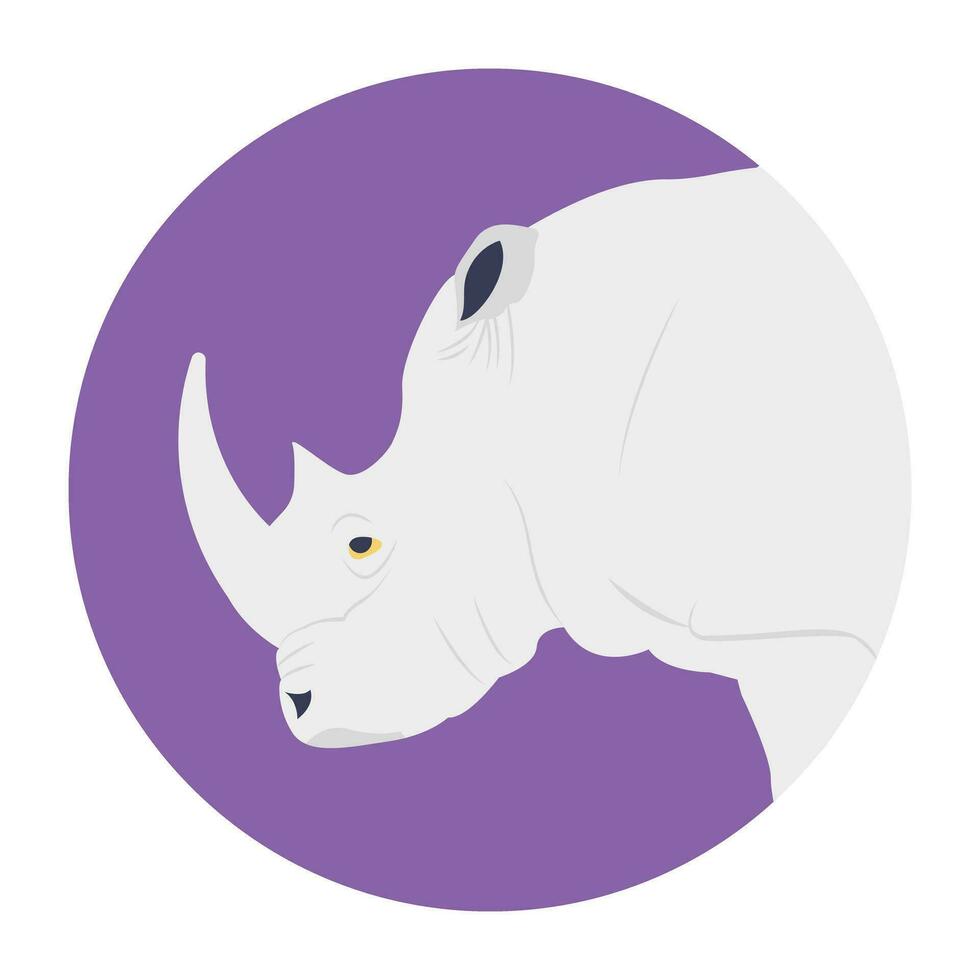 noshörning vanligen förkortad till noshörning, en stor, växtätande däggdjur med ett eller två horn på de näsa och tjock vikta hud vektor