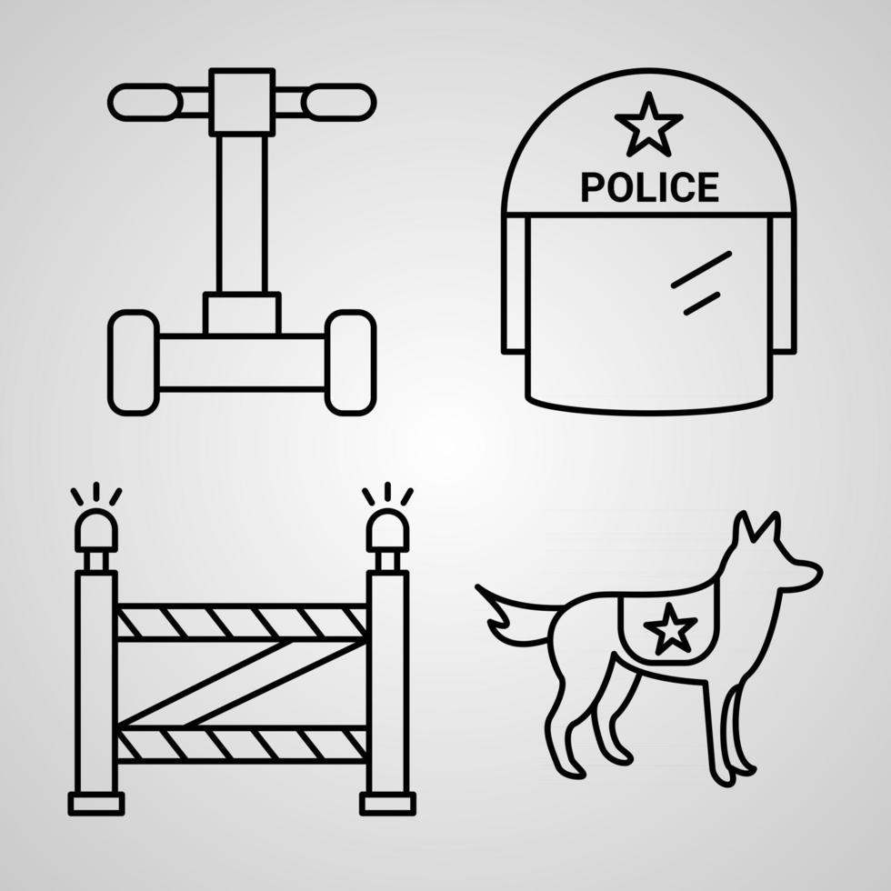 Sammlung von Polizeisymbolen im Umrissstil vektor