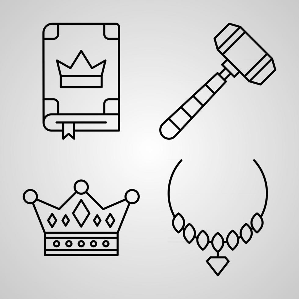 royalty linje ikoner set isolerad på vita konturer symboler royalty vektor