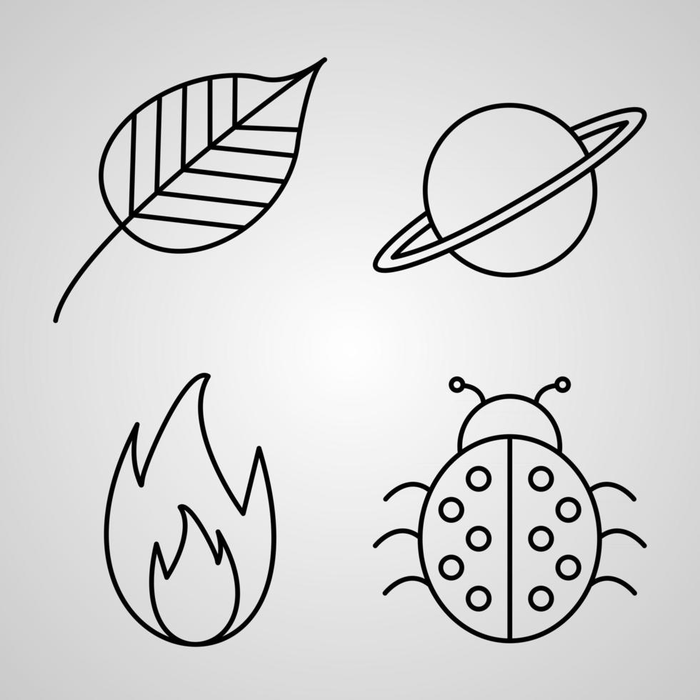 einfacher Icon-Set von naturbezogenen Liniensymbolen vektor