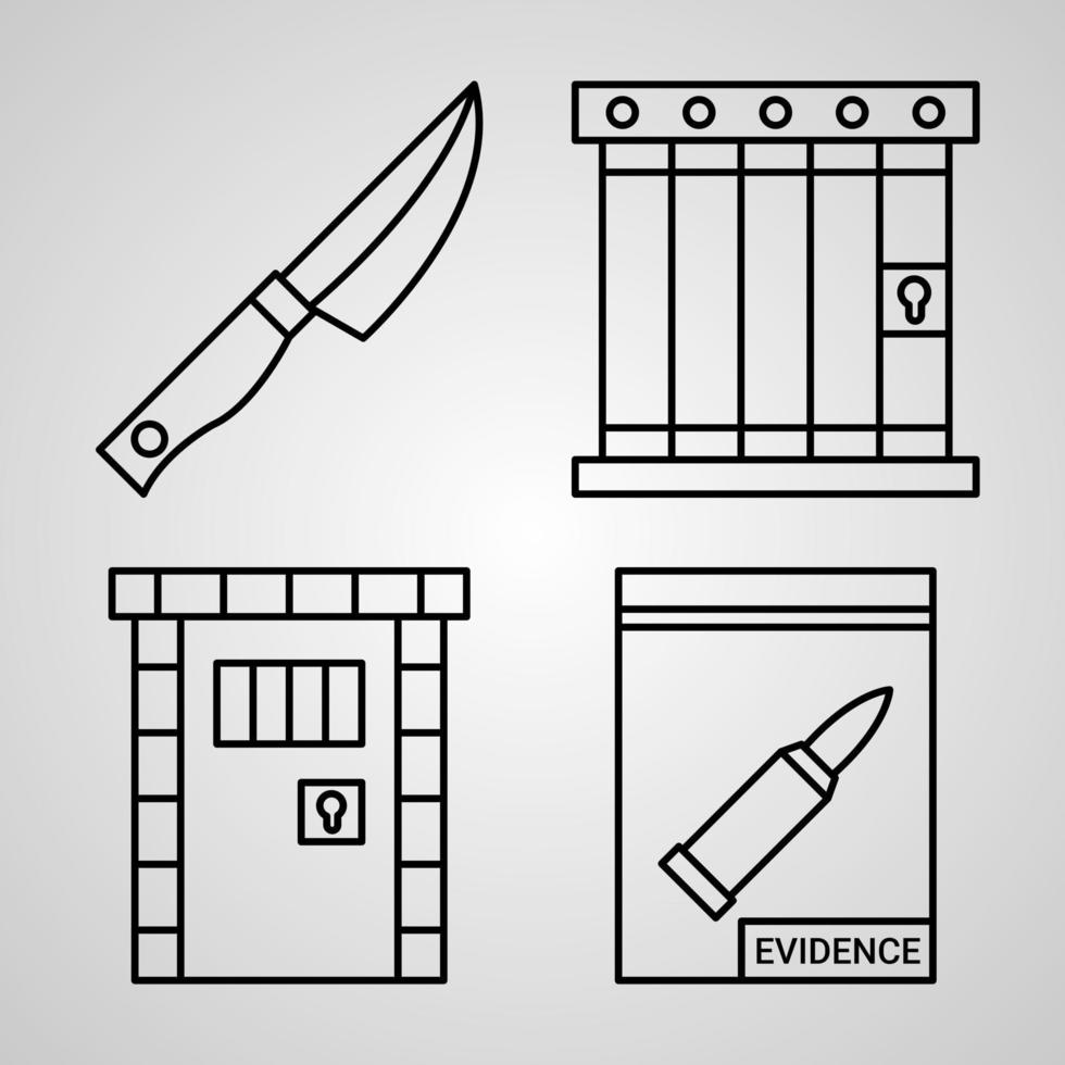 Satz Polizeiikonenvektorillustration lokalisiert auf weißem Hintergrund illustration vektor