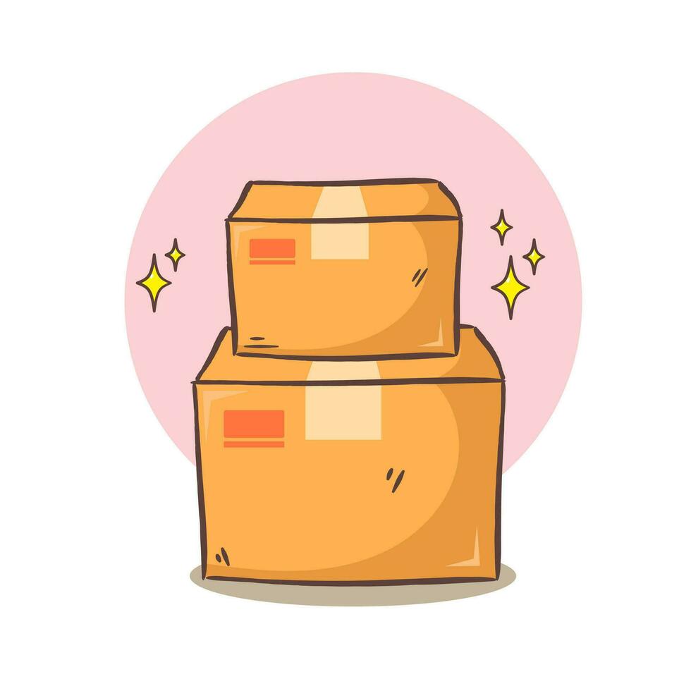 Lieferung Box Paket Symbol Vektor Illustration. Hand gezeichnet Karikatur Stil.